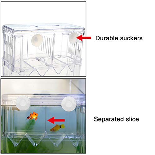 Senzeal Aquarium Fish Breeder Box Plastic Fish Isolation Breeding Box Hatching Incubator for Baby Shrimp Clownfish Guppy - size: Large