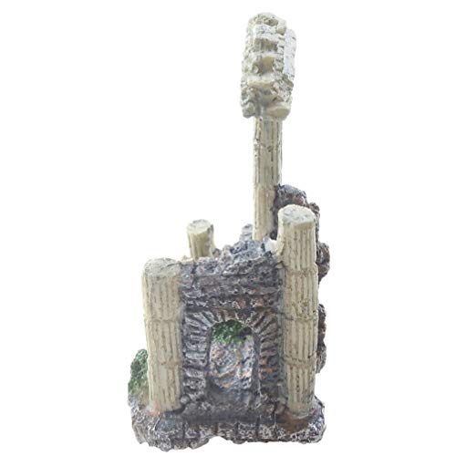 emours Aquarium Decoration Fish Tank Landscape Ornament Vintage Ruins Roman Column