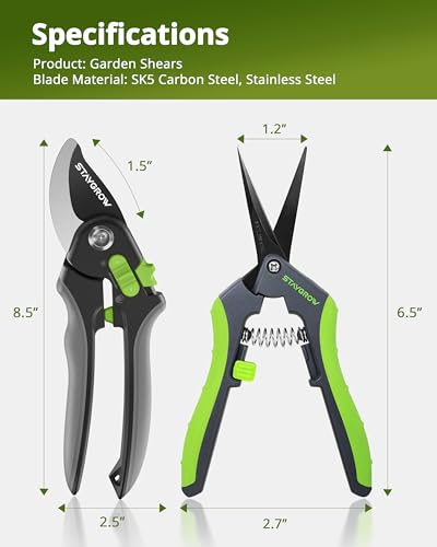 Gardening Scissors, Sharp Plant Trimming Scissors for Precise Cuts, Stainless Steel Pruning Shears Bonsai Clippers, 8.5" Bypass Garden Clippers and 6.5" Curved Garden Shears 2 Pack - style: 6.5" Curved & 8.5" Bypass
