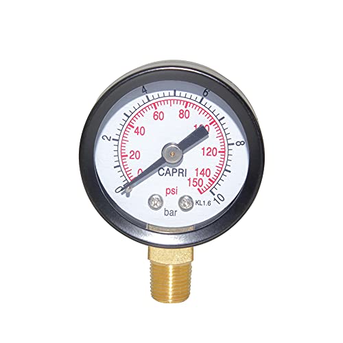 Joywayus Pressure Gauge 0 to 150 PSI Brass 1/8" Male NPT Thread Lower Mount, Multiple Function - size: 0-150PSI--1/8", style: No Glycerin Filled
