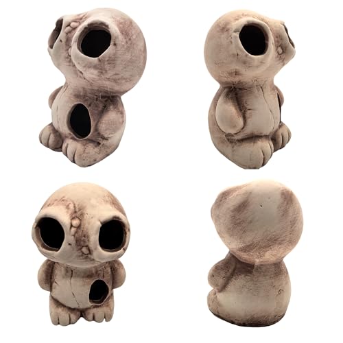 M2cbridge Aquarium Ceramic Cave Rock for Betta Shrimp Cichlid Fish Hideout Decor (Monster + Log) - color: Monster + Log