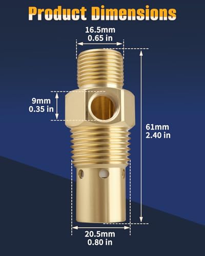 CV221513AV Air Compressor Check Valve (One-way) Fit for Campbell Hausfeld 1/2" Male NPT Tank X 3/8" Compression Tube 1/8" NPT Unloader Port