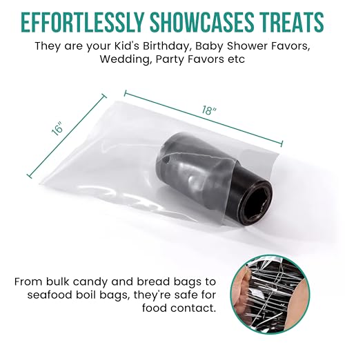 Levex - 16" x 18" (100 Count) Open End Flat Top - 1.5-Mil Clear Poly Bags for Packaging, Shipping, Storage & Food (Bags Do Not Have a Seal or Prints) - size: 16" x 18" (100 Pack)