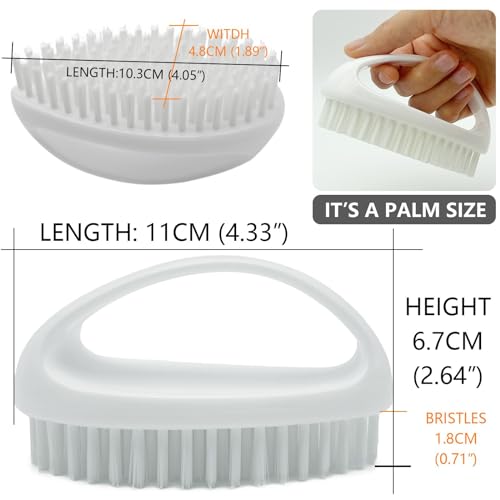 Scrub Brush for Cleaning Scrubbing Heavy Duty Stiff Nylon Bristles Cleaning Brush Multi-Purpose, White & Small Size - color: White