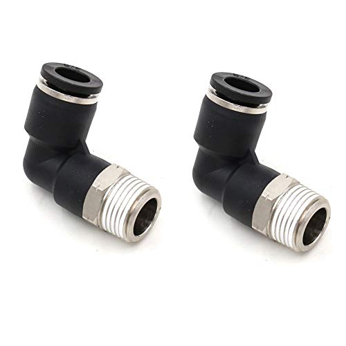 CEKER 5/16 Tubing Od x 1/4" Npt Male Thread Elbow 90 Degree Push to Connect Fittings Air Fittings Pneumatic Quick Connect Fitting Airlines Push In Connectors Tube Fittings 2Packs - size: 5/16" OD X 1/4" MNPT