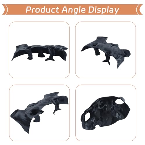 Saim Aquarium Cave Decor – 3D Printed Fish Hideout Tunnel for Betta, Guppy & Corydora Catfish – Natural Curved Shrimp Hideout with Multi-Hole Design Fish Tank Underground Corner Cave (Black, Medium)