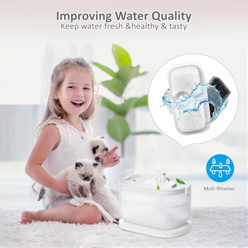 12 Pack Cat Water Fountain Replacement Filter for Petlibro Dockstream Cat Water Fountain PLWF005/PLWF115/PLWF105, Pet Water Fountain Filter with 12 Replacement Pre-Filter Pump Sponges and 1 Hard Brush