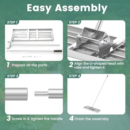 Goplus Lawn Leveling Rake, 30" x 10" Heavy Duty Level Lawn Tool w/ Ergonomic Handle for Soil, Effort-Saving Landscape Rake for Garden, Backyard, Golf Course, Farm, Pasture, Silver - style: 30" x 10", Silver