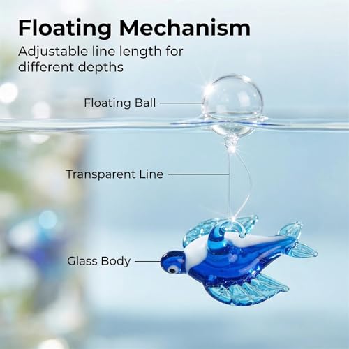 Hand Blown Glass Fish Figurines with Floats, Set of 3 Small Tropical Sea Animal Decor (B) - color: Multi-colour -B
