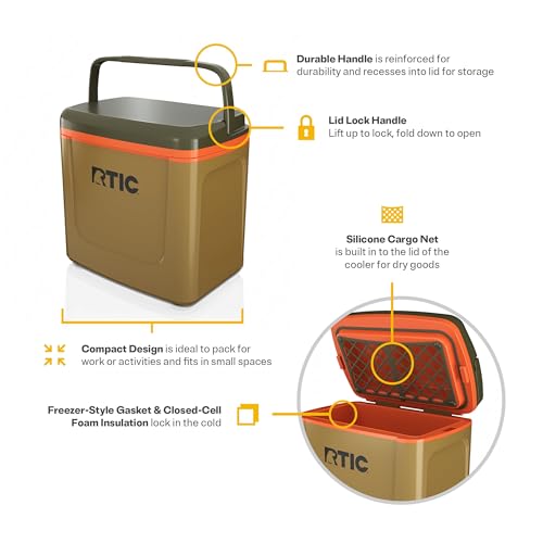 RTIC 8 QT Road Trip Personal Cooler, Small, Compact, Insulated, Portable Ice Chest Box for Food, Drink, Beverage, Beach, Camping, Picnic, Fishing, Boat, 12-Can Capacity - color: Trailblazer
