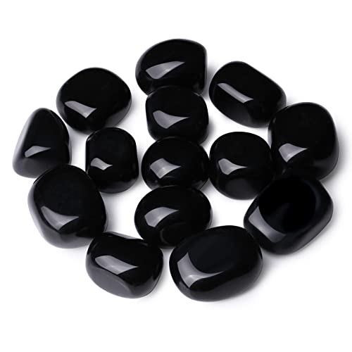 DUQGUHO Black Obsidian Natural Healing Crystals Set - Polished Tumbled Crystal Stones Bulk Irregular Pebble Stones Rocks 0.45 lbs - color: 07 Black Obsidian