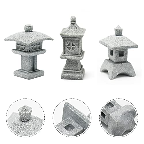 Saihisday 3pcs Miniature Pagoda Statues Japanese Style Pagoda Lantern Asian Decor Square Chinese Pagoda Statue for Zen Garden Indoor Outdoor Decor Micro Rockery Landscape Kit - size: Square Pagoda Statue