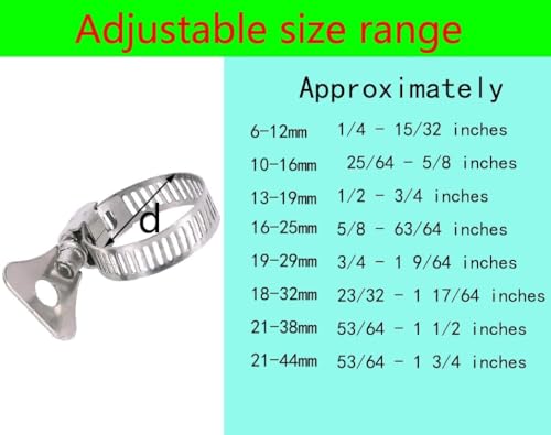 10-Pack 304 Stainless Steel Hose Clamps with Adjustable Thumb Screw, Key-Type Design, 8mm Bandwidth, Ideal for Plumbing, Automotive, and Machinery Applications (Size:21-38 mm(13/16"-1 1/2") - size: Size:21-38 mm(0.827"-1.496")