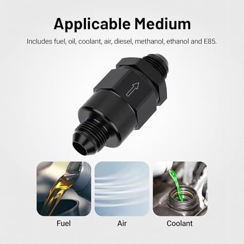 EVIL ENERGY 8AN Male Non Return One Way Check Valve Fitting Aluminum Black - size: 8AN(3/4-16 UNF)