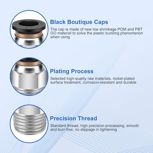 12 Pcs Push to Connect Fittings 5/16 Inch Tube OD x 1/4 Inch NPT Thread Pneumatic Male Straight and Elbow Quick Connect Air line fittings - size: 5/16"OD x 1/4"NPT