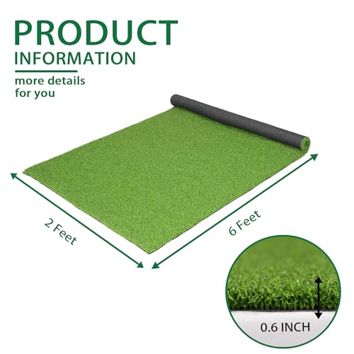 Artificial Grass Turf,2X6ft Artificial Synthetic Fake Grass,0.6" Pile Height,Indoor Outdoor Garden Grass Carpet,Patio Balcony Lawn, Astro Turf Rug Dogs Pet,Golf Training Mat,Green - size: 2FTX6FT
