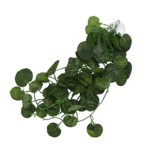 Tall Fish Tank Plant for Reptiles,Leopard Gecko Tank Plants Reptile for Terrarium, Silk Aquarium Plants for Betta Fish (Green Shell)