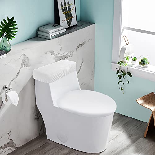 Toilet Tank Lid Cover, Bathroom Stretch Washable Spandex Toilet Tank Protector Cover with Elastic Bottom, White - color: White