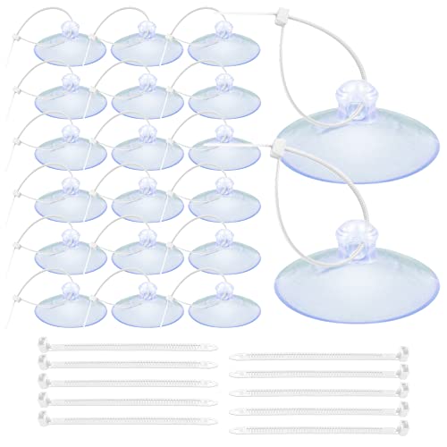 JOR 20 Suction Cups with 30 Adjustable Zip Ties for Aquarium Use, Multipurpose Fish Tank Tools Perfect for Pothos Plants, Binding Moss, Shrimp Nests, Holding Airline Tubing, and LED Lights