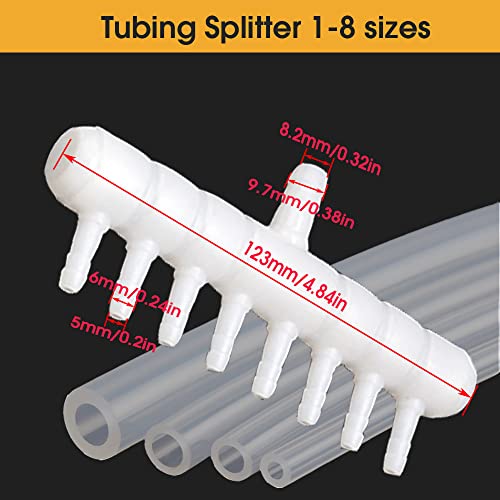 Rake-shaped hose joint air discharge diverter, Plastic Barb Hose Fitting Connector, 8-Way Outlet Air Line Pump Tubing Splitter Water Flow Divider, for Aquarium Garden Agricultural Irrigation（6Pcs）