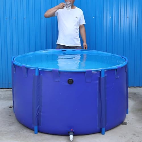 Portable Above Ground Pool - Flexible PVC Canvas Liner, Free-Standing Fish Holding Tank for Koi/DFish, Easy Setup, Ideal for Outdoor Use (1.2x1m) - size: 1.2x1 m