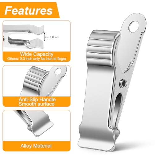 22Pcs Small Metal Clips, Stainless Steel Alligator Clips for Crafts, Oven Safe Clip for Baking Pan, Mini Clamps Backdrop Clip for Office Paper Hanging Lights（Silver）