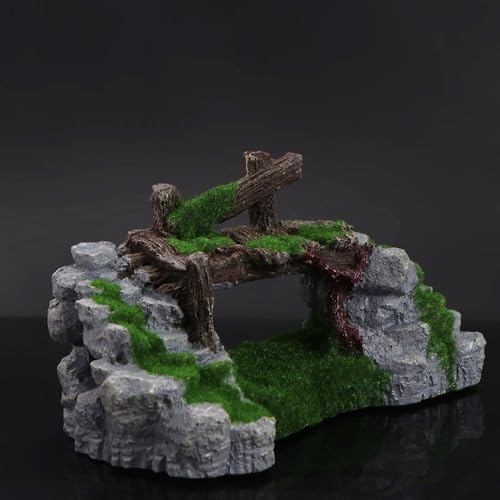 Kopida Fish Tank Ornaments 1PC Aquarium Artificial Resin Rockery Creative Moss Rockery Shape Fish Tank Decoration Landscaping Home Fish Tank Table Bridge Ornament