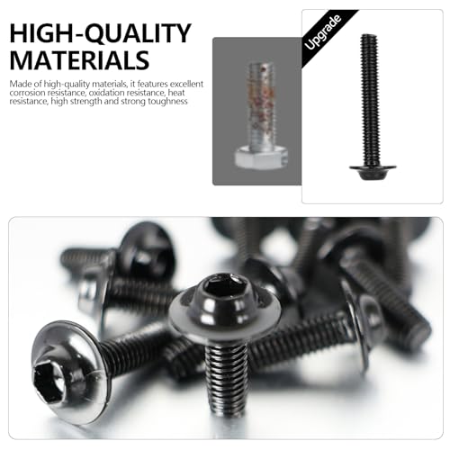 Motorcycle Fairing Bolt Kits Stainless Steel M5 M6 Windscreen Screws Fastener Clips Universal Fit for Sportbike Kawasaki Suzuki Honda Yamaha BMW Ducati GSXR Black (195Pcs) - color: Black
