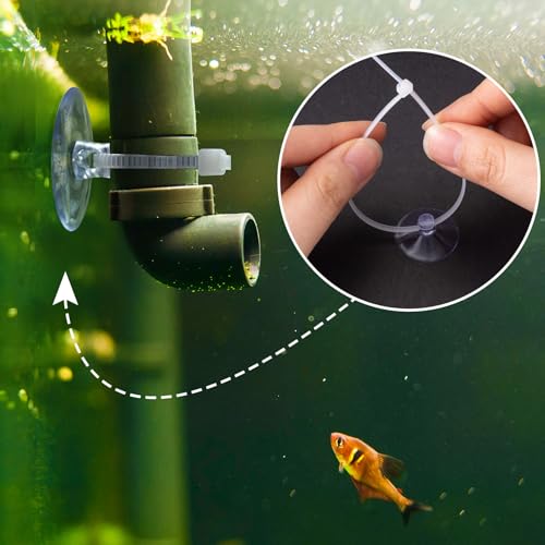 15 Pcs Aquarium Suction Cups with 30pcs Zip Ties, Suction Cup for Fish Tank Plants Binding Moss Shrimp Nest Landscape Fixation, Utility Sucker Pad Without Hooks for Kitchen Hanging Organization