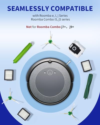 Replacement Parts & Accessories for i-Robot E, I & J Series, Combo i5, j5 Series Robot Vacuum, 2 Dual Multi-Surface Rubber Brushes & 6 HEPA Filter & 6 Edge-Sweeping Brushes - color: 18 Pack