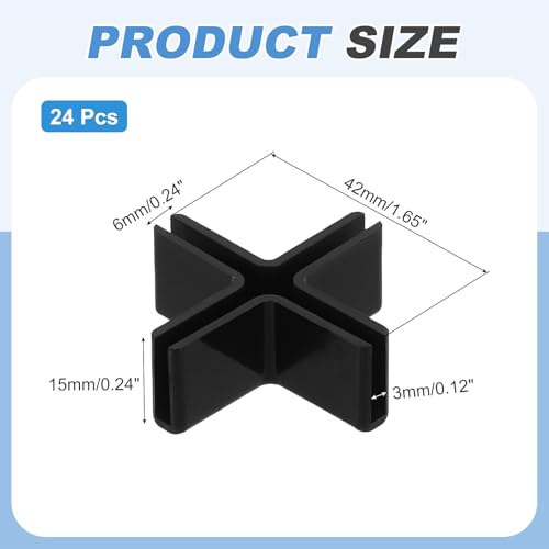 uxcell 24Pcs Plastic Glass Connector, Suitable for 3mm Thick Cross Shaped Glass to Glass Clamp, Fixing Bracket Rimless Clip Holder for Aquarium Fish Tank Display Shelves, Black - color: Black, size: 3mm