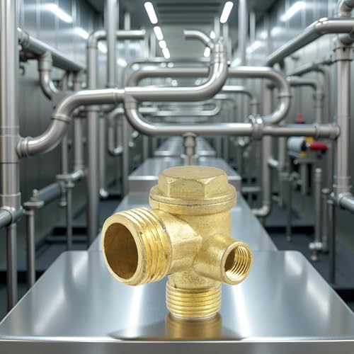 3-Port Brass Air Compressor Check Valve - Heavy-Duty Pneumatic Replacement Part with Leak-Proof Design for Central Pneumatic Compressors, Industrial Repair
