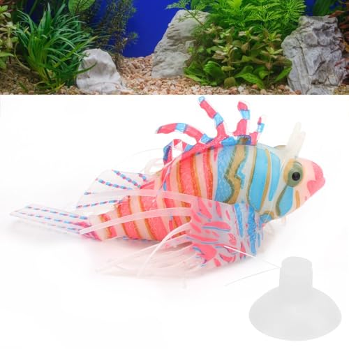 Silicone Simulation Fish Aquarium Sculpture Glowing Lifelike Fish Decoration Fluorescent Suction Cup Ornament for Tank(Pink Blue) - style: Pink Blue