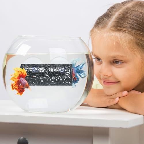 Honeydak 2 Pcs Betta Fish Tank Accessories Black Betta Tunnel Fish Toys Safe Hollow Hammock Cave Aquarium Decor Hideout Tube Shelter with Suction Cups for Small Fish Shrimp Reptile Guppies - color: Black