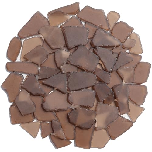 QYGL Sea Glass for Crafts - 14oz Brown Frosted Seaglass Pieces - Vase Filler and Aquarium Ornament, DIY Craft Supplies for Art, Beach Weddings, and Home Decor - color: Brown