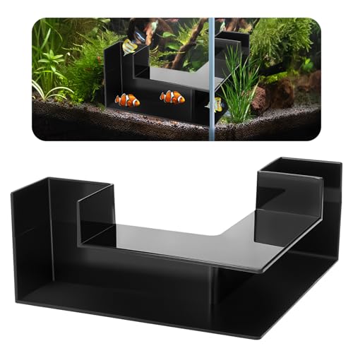 Dual-Entrance Aquarium Tunnel, Aquarium Cave Hideout 360° Viewing, Black Shrimp Cave Fish Tank Tunnels, Aquarium Underground Tunnel, Substrates Buried Tunnel for Fish Decoration