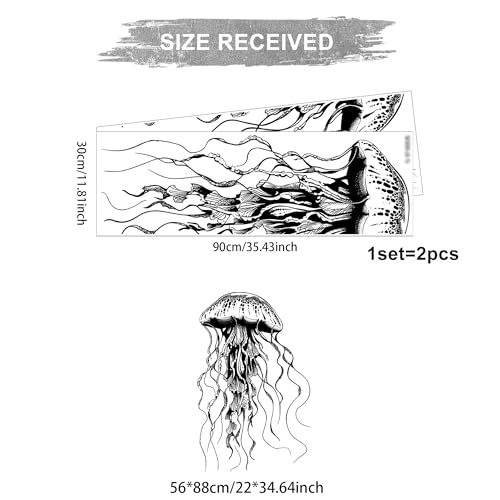Large Jellyfish Wall Decal,Under The Sea Jellyfish Wall Sticker,Waterproof Peel and Stick Removable Ocean Mural for Baby Nursery Boy Girls Room Bedroom Bathroom Daycare Playroom Classroom Wall Decor