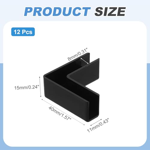 uxcell 12Pcs Plastic Glass Connector, Suitable for 8mm Thick l Shaped Glass to Glass Clamp, Fixing Bracket Rimless Clip Holder for Aquarium Fish Tank Display Shelves, Black - color: Black, size: 8mm