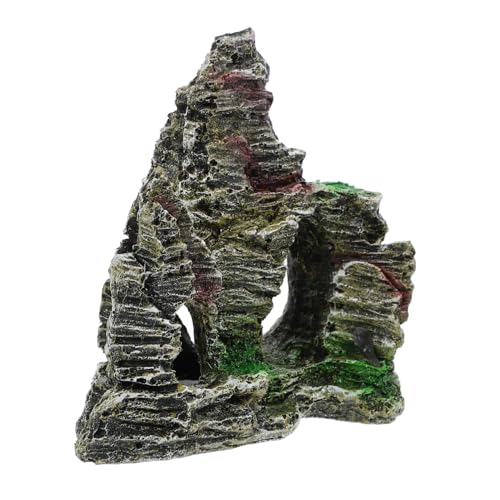 Fish Tank Mountain Decoration Rock Cave Resin Ornament for Aquatic Terrarium Compact Aquarium Decor for Small Spaces Easy Setup Visually Striking Design