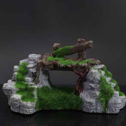 Kopida Fish Tank Ornaments 1PC Aquarium Artificial Resin Rockery Creative Moss Rockery Shape Fish Tank Decoration Landscaping Home Fish Tank Table Bridge Ornament