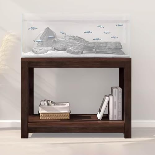 20 30 40 55 70 Gallon Long Aquarium Stand - Reptile Breeder Turtle Terrarium Stand Rack - 70cm Tall Aquarium Stand Furniture/Double Fish Tank Stand with Shelf（Brown-lxwxh-19.6x19.6x27.5）
