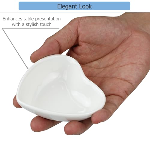 EIKS 4 Pack Ceramic Dipping Bowls Side Dishes for Serving ketchup Wasabi Condiments Appetizer Snacks (Heart-Shape) - size: Heart-Shape