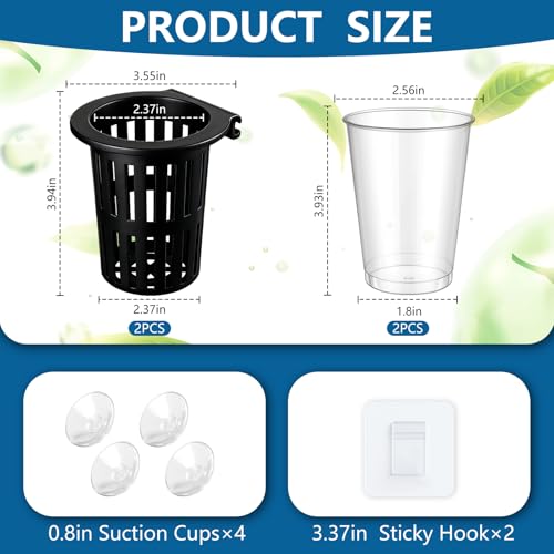 Novabright 2 Pack New Upgraded Large Aquarium Plant Holder with Hydroponic Cup 3.37 Inch Sick Hook and Suction Cup for Fish Tank Aquaponic Plant Cultivation and Aquascape Accessories Decoration(Black) - color: Black