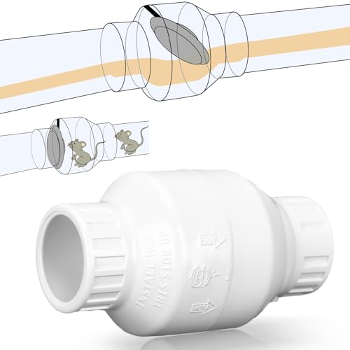 Geetery 1 Inch PVC Slip Swing Check Valve No Spring Back Flow Preventer Valve White No Return Silent Backflow for Backflow Prevention, Reduces Water Hammer Noise - size: 1 Inch