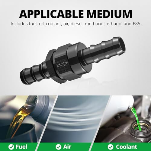 EVIL ENERGY 5/8" Check Valve, One Way Non-Return Valve Fitting Aluminum Black - size: 5/8
