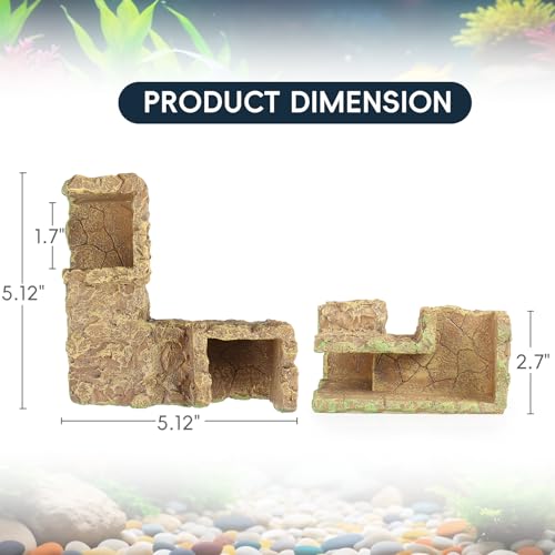 VEELAM Fish Tank Corner Underground Hideout Cave Decor for Fish Shrimp Hiding Breeding, Aquarium Resin Decorations,Rock Style - style: Rock