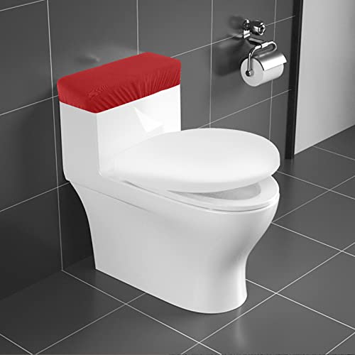 Toilet Tank Lid Cover, Bathroom Stretch Washable Spandex Toilet Tank Protector Cover with Elastic Bottom, Red - color: Red