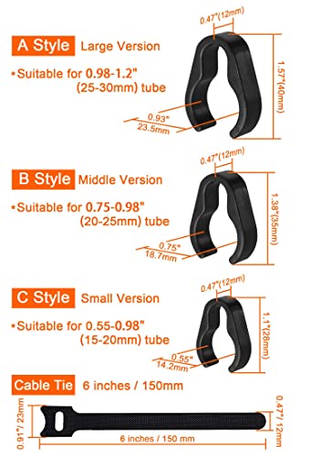 Microphone Stand Cable Clips - Boom Pole Cable Clips Clamp Plastic Mount - Multiple Sizes with Cable Ties (32 PCS)