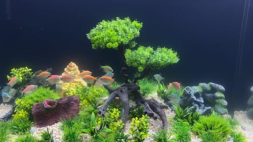 25Pcs Artificial Aquarium Tree & Plants Set - Green Fake Aquatic Plants for Aquarium Decorations