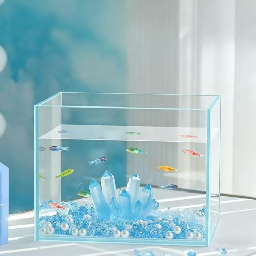 Small Fish Tank Decor Artificial Crystals Aquarium Betta Fish Tank Decorations Mini Crystal Ornaments Resin Accessories (Light Blue) - color: Light Blue